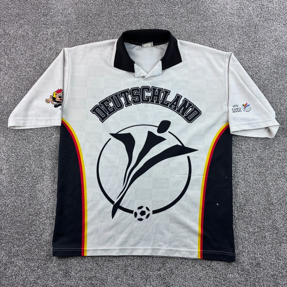 Vintage UEFA Euro 2000 Germany Jersey Mens XL White Soccer Polo Deutschland